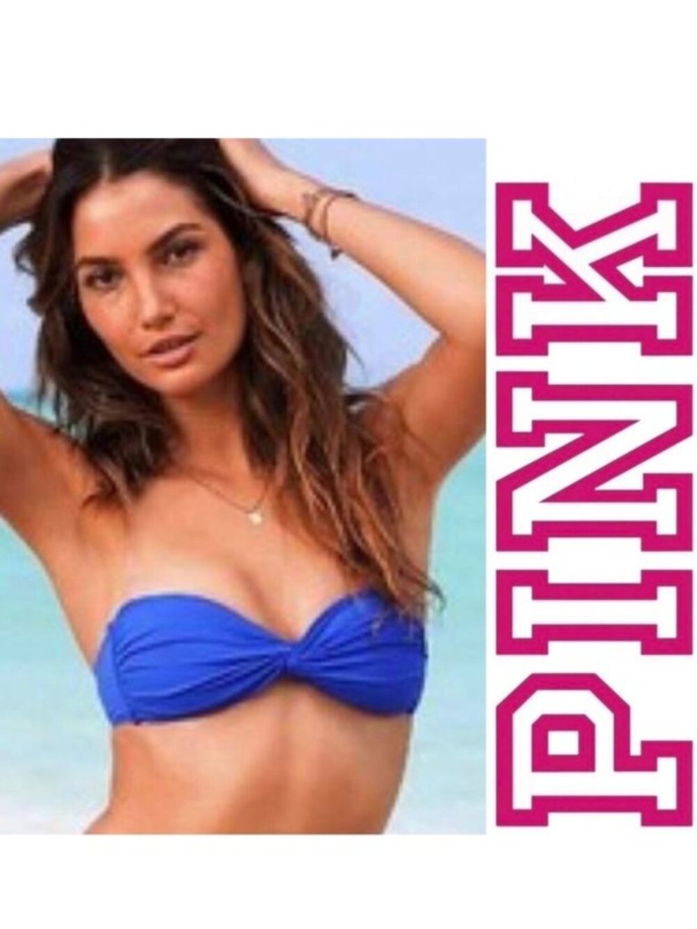 Victoria's Secret PINK | Blue Strapless Bandeau Bikini Top | Size Extra Small